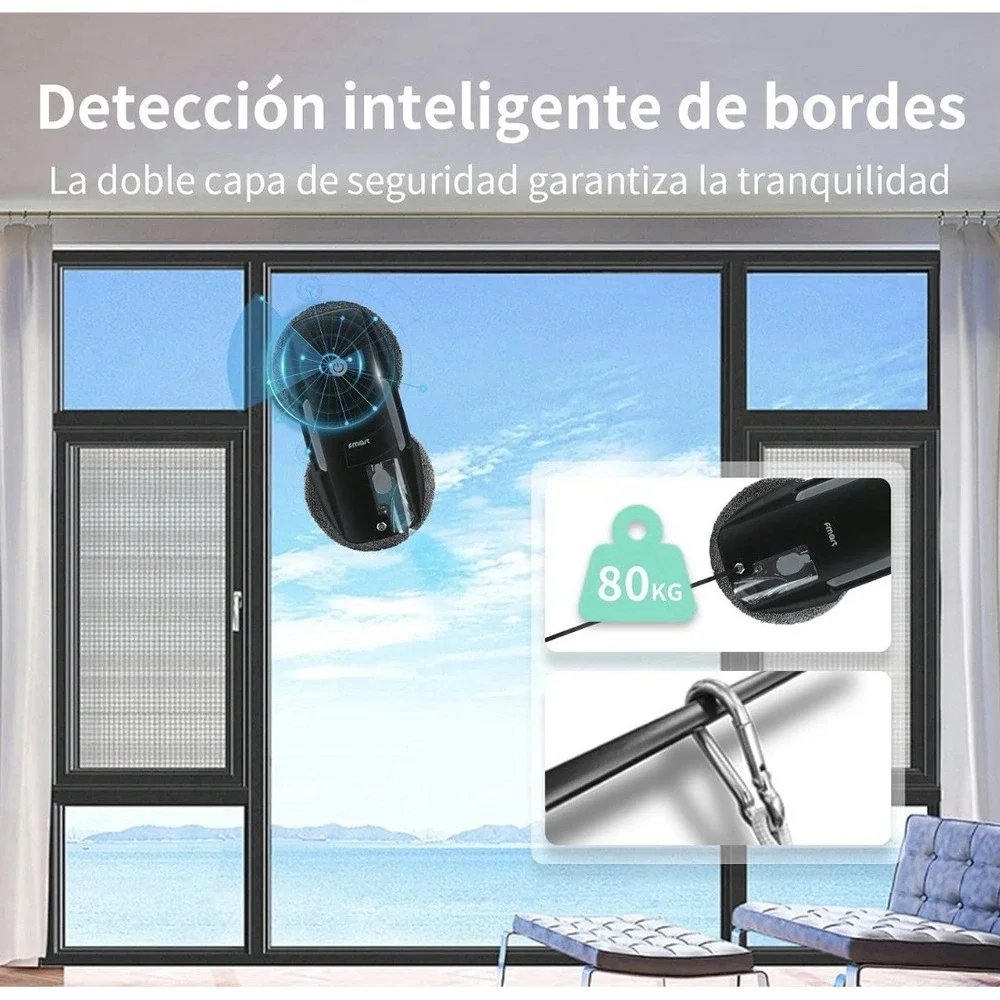 FMART T9Pro Robot Window Cleaner Remote Control Auto Spray for High Windows Blac